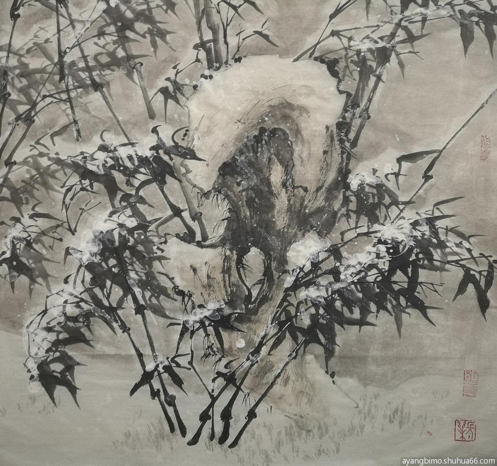 [个人展厅] 学画四尺整张雪竹～～～两幅